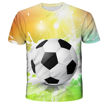 Летняя модная футболка с футбольным 3D принтом, Мужская и женская футболка Унисекс, свободная спортивная одежда, футболки с круглым вырезом