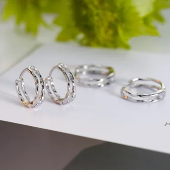 Милые Двухслойные серьги-кольца с серебряной иглой 925 пробы, простые серьги-кольца для женщин, изысканные браслеты Huggies Mujer eh1019