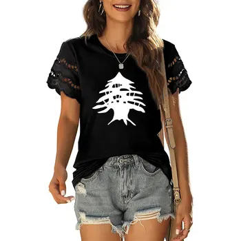 Новая футболка с модным принтом из ливанского кедра, женская футболка, Летние топы с коротким рукавом, футболки с круглым вырезом, повседневная футболка