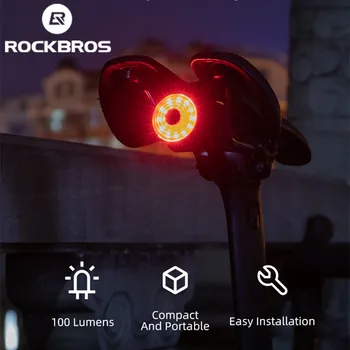 Официальный Задний фонарь Rockbros, Интеллектуальный USB-аккумулятор, Тормозной Фонарик, Ночные Сигнальные Огни для MTB Велосипеда, Аксессуары для велоспорта
