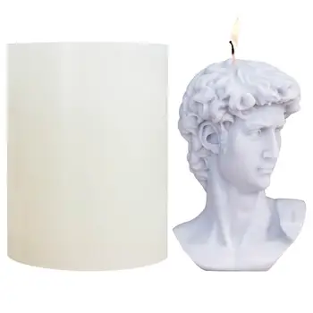 Форма для свечи David Sculpture, Европейский портрет, силиконовая форма для 3D-мыла, силиконовые формы для цилиндрических свечей, формы для мыловарения, Десерт